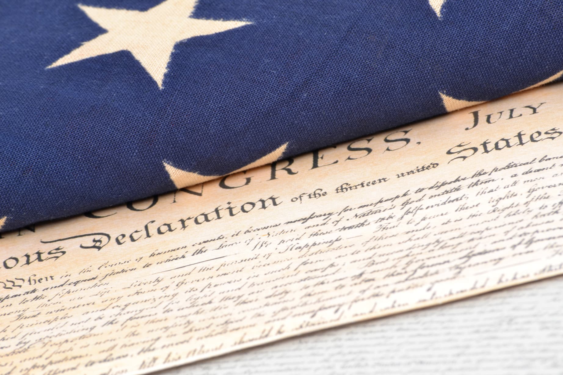 American flag and historic document